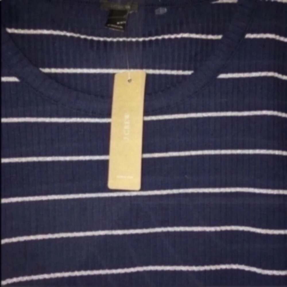NWT J.Crew Striped Flutter Sleeve Top XL Navy Silver Ruffle Sleeve Knit Blouse